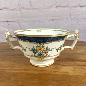 Vintage Minton Isis Blue Double Handled Footed Soup Bowl
